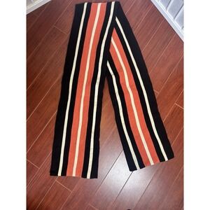 Banana Republic  Mens 100% Wool Scarf  70 In Long Orange, Black, White Stripe